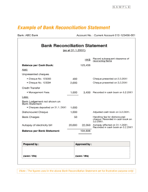 Bank Reconciliation Example  Form