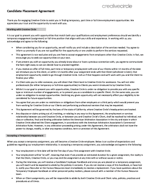 Candidate Placement Agreement  Form