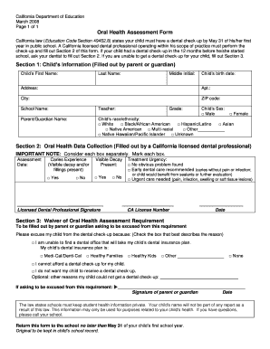 Oral Health Assessment Form