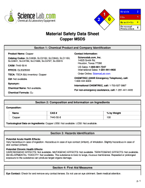 Copper Msds  Form