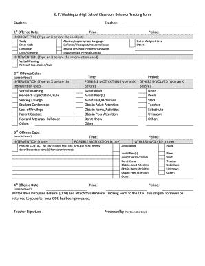 Document Form on Behavior High School