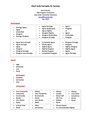 Brown S Likert Scale Examples for Surveys Anr Program Evaluation Iowa State University Usa  Form