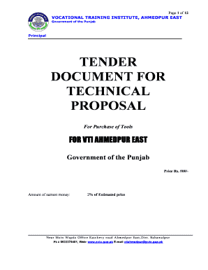 Technical Proposal for Tender  Form