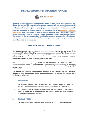 Expatriate Contract of Employment Template  Form