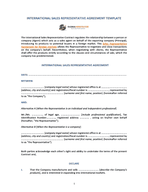 International Sales Representative Agreement  Form