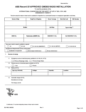 ABS Record of APPROVED GMDSS RADIO INSTALLATION  Form