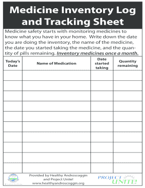 Medicine Inventory Log  Form