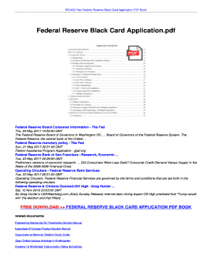 Federal Reserve Black Card Application PDF  Form