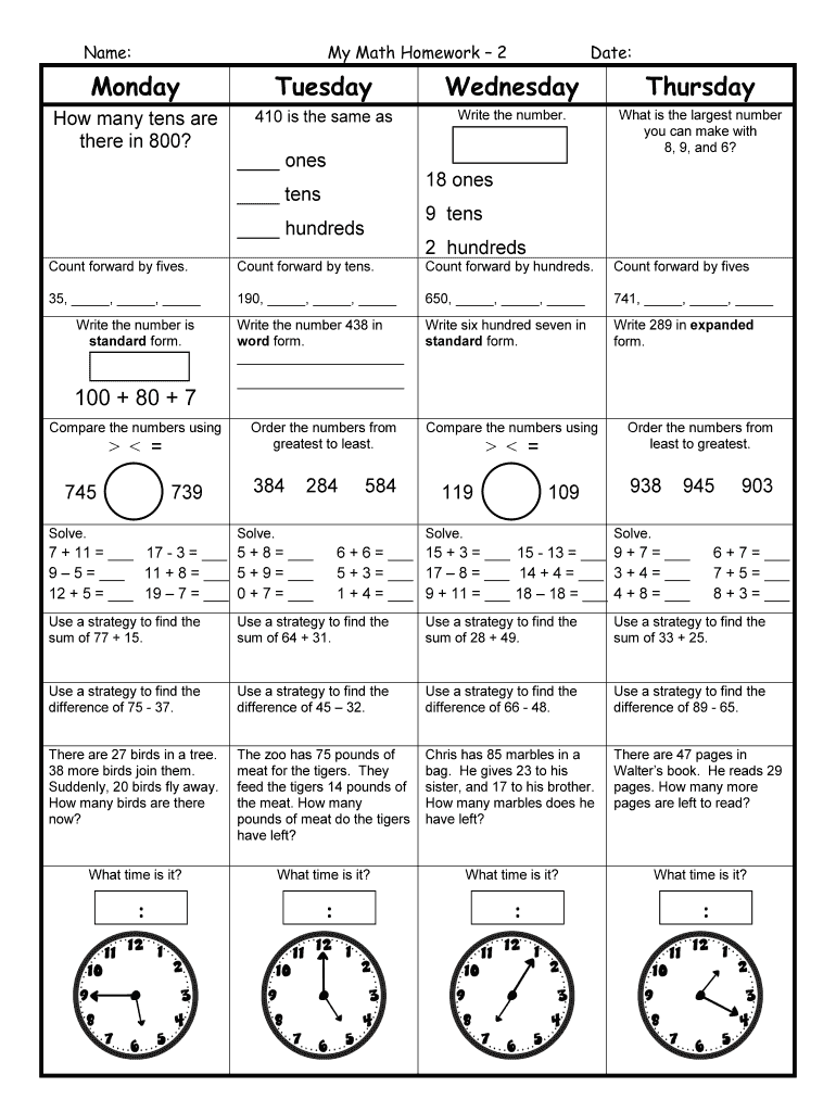 6th Grade School Worksheets  Form