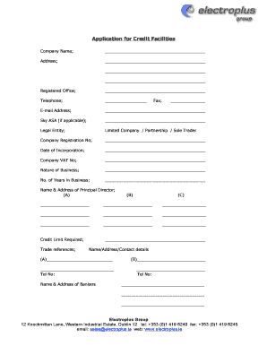 Credit Account Application Form