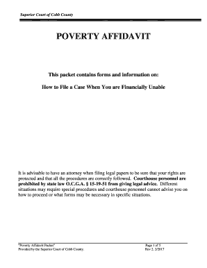 Poverty Affidavit Packet Cobb County Government  Form
