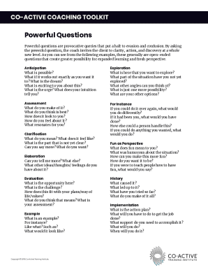 Co Active Coaching Questions  Form