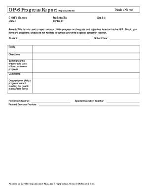 OP 6 IEP Progress Report DOC  Form