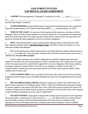 Lot Rental Agreement PDF  Form
