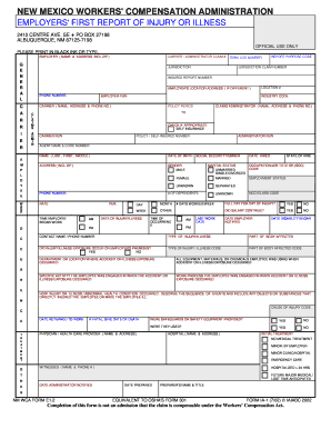 New Mexico Worker Compensation Claims Form