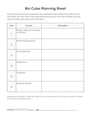 Bio Cube Planning Sheet  Form