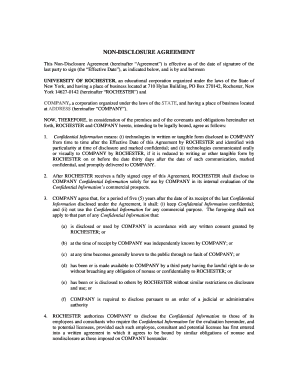 This Non Disclosure Agreement Hereinafter Agreement is Effective as of the Date of Signature of the  Form