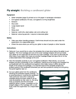 Cardboard Glider Template PDF  Form