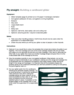 Cardboard Glider Template PDF Form