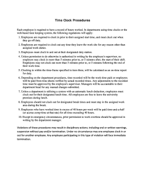 Time Clock Procedures  Form