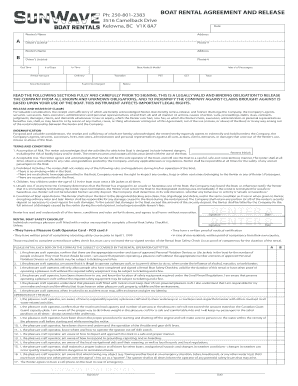 Sun Wave Boat Rental Agreement PDF Sunwave Boat Rentals  Form