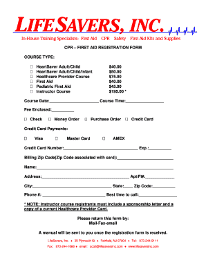 CPR FIRST AID REGISTRATION FORM