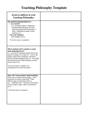 Teaching Philosophy Template DOC  Form