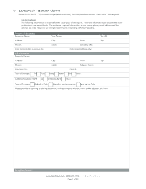 XactResult Restoration Estimate Form Restoration Estimate