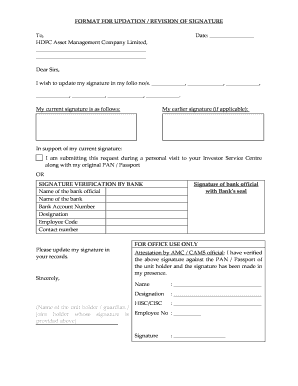 FORMAT for UPDATION REVISION of SIGNATURE