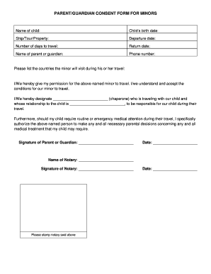 PARENTGUARDIAN CONSENT FORM for MINORS