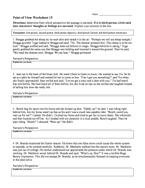 Point of View Worksheet 15 Answer Key  Form