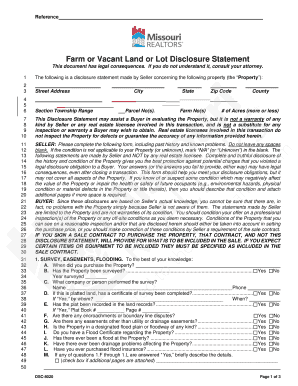 Farm &amp; Vacant Land or Lot Disclosure Statement Amazon Web  Form