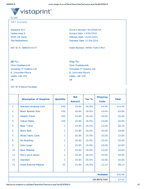 United Kingdom Value Added Tax  Form