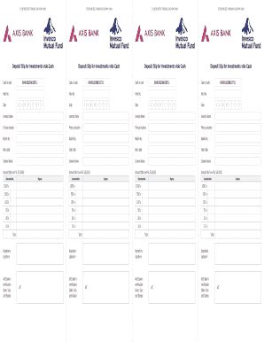 Axis Bank Cash Deposit Slip Fillable  Form