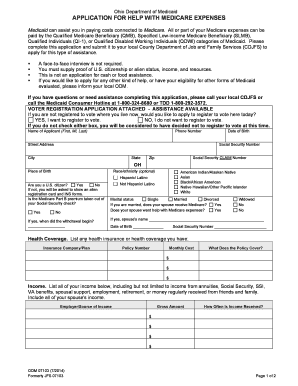 Ohio Department of Medicaid APPLICATION for HELP with  Form