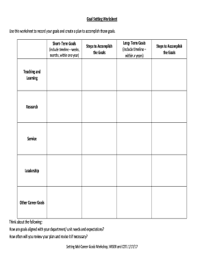 Goals Table  Form