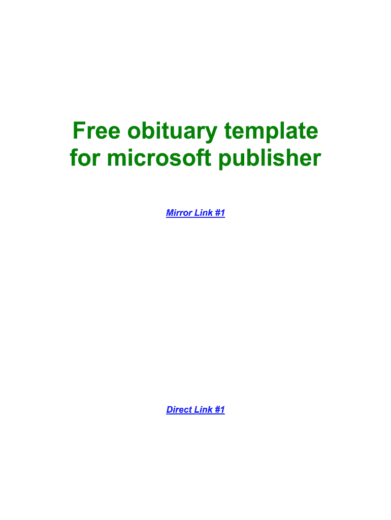 Obituary Template  Form