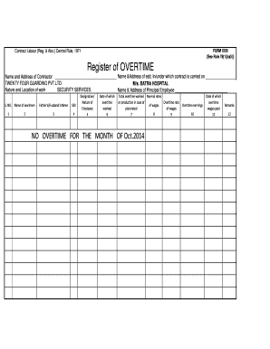 Overtime Register  Form