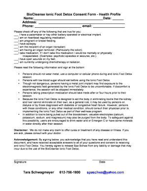 Ionic Foot Detox Instructions  Form