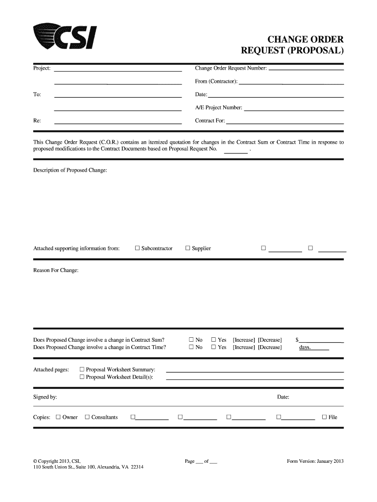 Change Order Proposal  Form