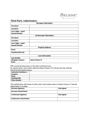 Selene Finance Third Party Authorization  Form