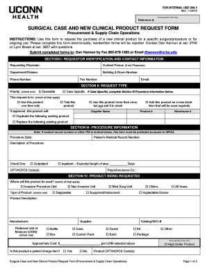 Surgical Case and New Clinical Product Request Form UConn Health