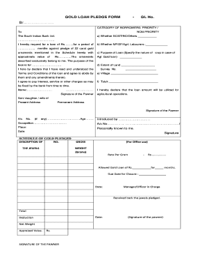 Gold Loan Pledge Form