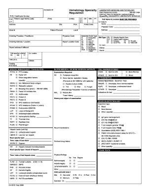 Hematology Requisition Form