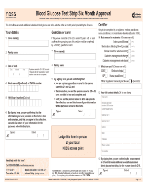 Glucose Strips Form