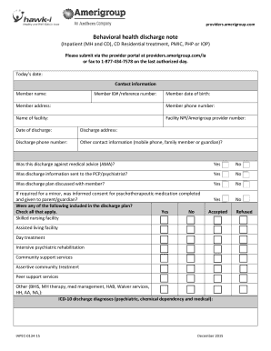 Behavioral Health Discharge Form