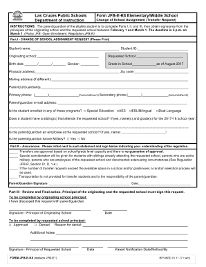 Las Cruces Public Schools Transfer Request  Form