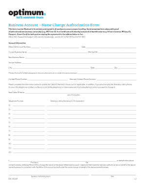  Optimum Name Change Form 2019