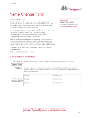 Vanguard Change of Name Form