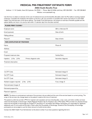 MEDICAL PRE TREATMENT ESTIMATE FORM